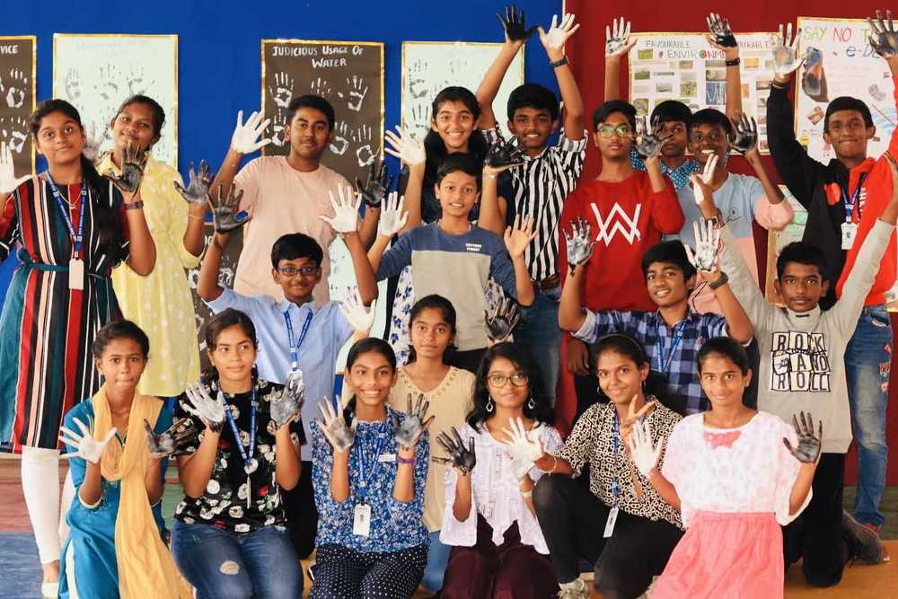 Indische Schüler bei Klimaaktion